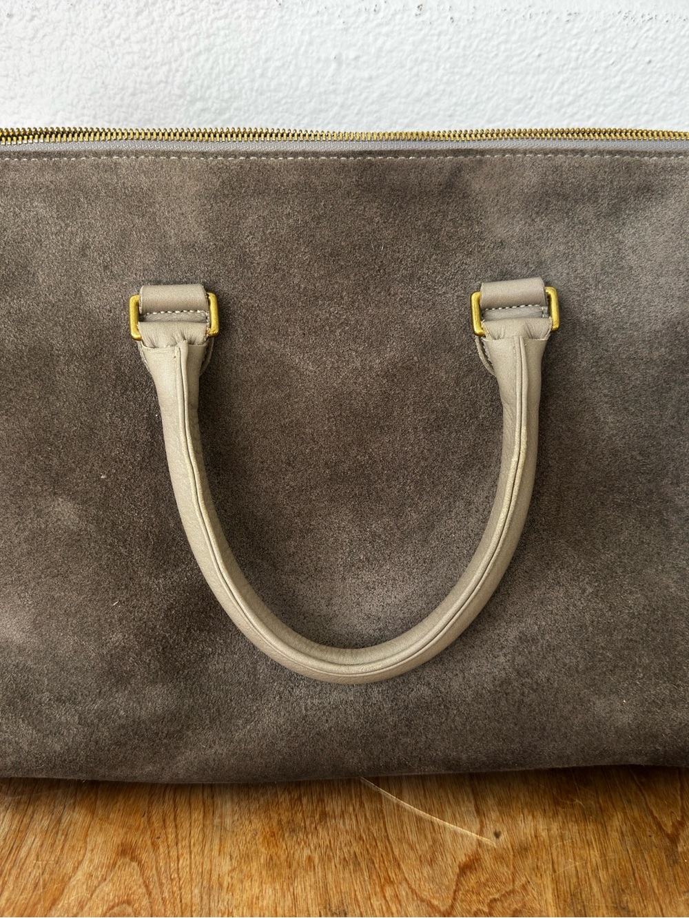 Grey Suede Top-Handle Tote Bag - Women